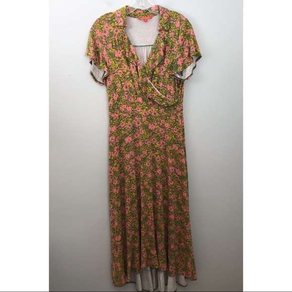 Modcloth Floral Faux Wrap Dress Hi Low - Picture 1 of 6